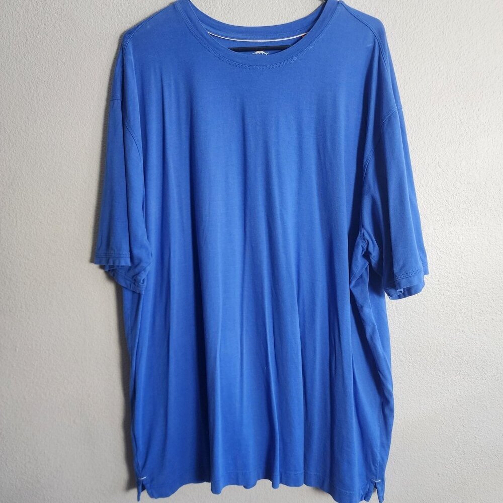 Tommy Bahama Shirt Mens 2XL Blue Short Sleeve Crewneck Pima Cotton Modal Soft